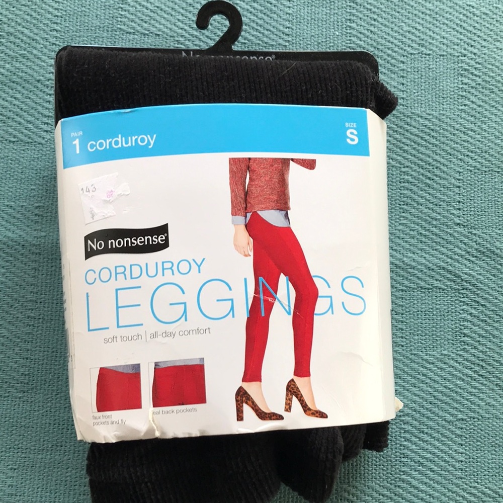 No nonsense Corduroy Leggings size small black BN